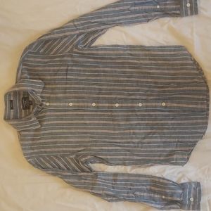 Abercrombie Men's striped blue long-sleeved shirt. MEDIUM